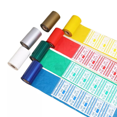 Barway Transfert thermique Ruban de cire bleu/vert/rouge/blanc/or/argent pour imprimante d'étiquettes à code-barres